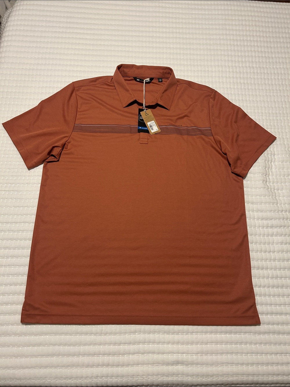 NEW Travis Mathew Men's Rust Short-Sleeve Polo with Subtle Chest Stripe XXL